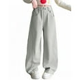 thumbnail image 1 of RUTAYY Toddler Girls Fashion Cute Personality Plush Lined Pants Elastic Waist Wide Leg Jeans Casual Demin Pants With Pockets Trouser Cute Pants, 1 of 5
