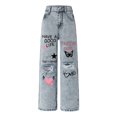 thumbnail image 1 of RUTAYY Toddler Girls Jeans Wide Leg Baggy Denim Pants High Elastic Waisted Cute Bow Trousers Casual Kids Streetwear Cozy Pants, 1 of 4