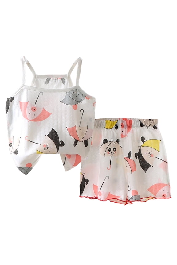 Toddler Girls Outfits Sets Sleepwear Comfortable Top and Shorts Combo Summer Fall Activities Fun & Vibrant Designs, 1-2 Years