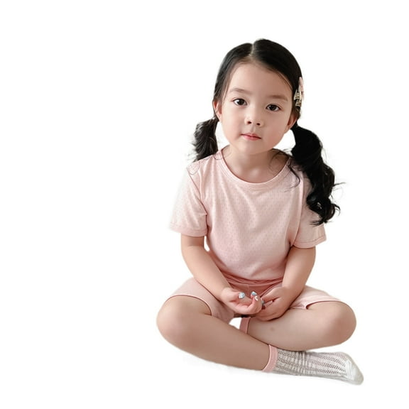 RUTAYY Toddler Girls Pajamas Set Short Sleeve Shorts Pyjamas Comfortable Summer Outfit Fashionable & Breathable, Pink, 12-18 Months