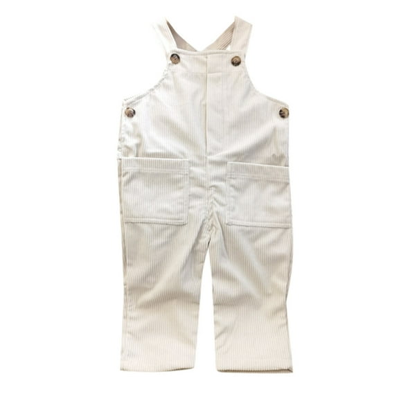 RUTAYY Toddler Girls' Pants Adjustable Shoulder Straps And Durable Overalls Holiday Vacation Beach, White, 12-18 Months