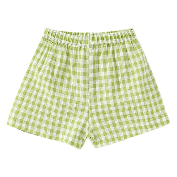 RUTAYY Toddler Girls' Shorts Plaid Casual Light Summer Holiday Vacation Beach, Light Green, 12-18 Months