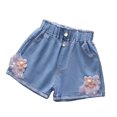 thumbnail image 1 of RUTAYY Toddler Girls Summer Denim Shorts With Buttefly & Floral Embroidery Casual Fashion Trouser Relaxed Fit Infants Pants, 1 of 4