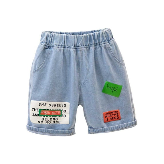 RUTAYY Toddler Girls Summer Denim Shorts With Letter Print | Casual Comfortable Knee Length Trouser Breathable Infants Pants