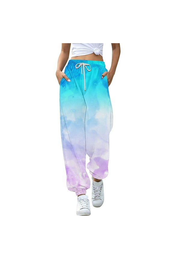Toddler Jogging Bottoms Girls Sports Trousers Sweatpants Children Batik Colour Gradient Trousers Training Trousers Drawstring Leisure Soft Pants