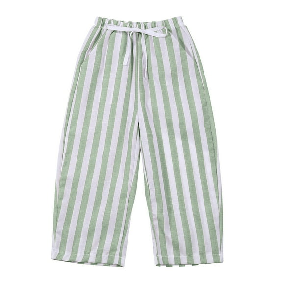 RUTAYY Toddler Kids Baby Girl Minimalist Striped Pants Daily Elastic Waist Trouser Cozy Pants