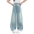 thumbnail image 1 of RUTAYY Toddler Kids Girls Jeans Distressed Elastic Waist Baggy Denim Wide Leg Trousers Stylish Pants, 1 of 9