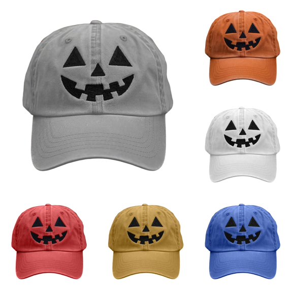 RUTAYY Unisex Halloween Baseball Cap Pumpkin Face Print Holiday Celebrations Hats Grey