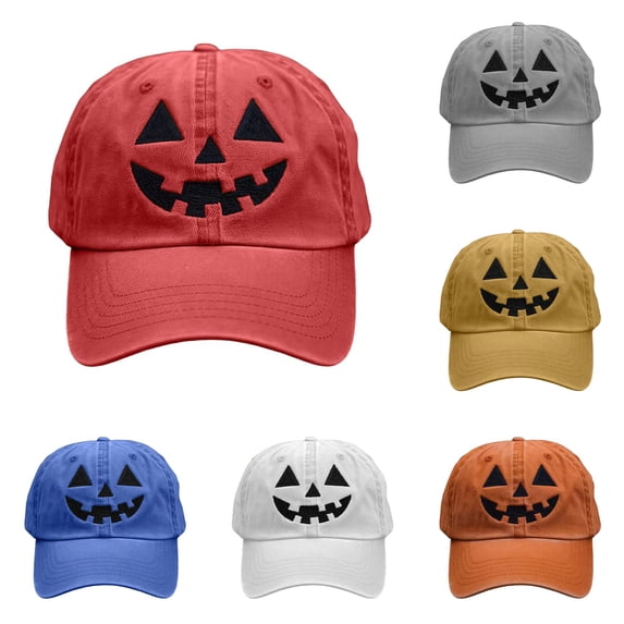 RUTAYY Unisex Halloween Baseball Cap Pumpkin Face Print Holiday Celebrations Hats Red