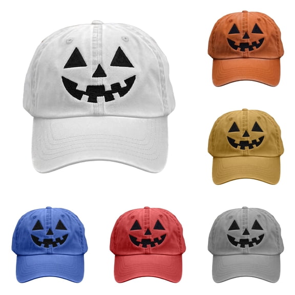 RUTAYY Unisex Halloween Baseball Cap Pumpkin Face Print Holiday Celebrations Hats White