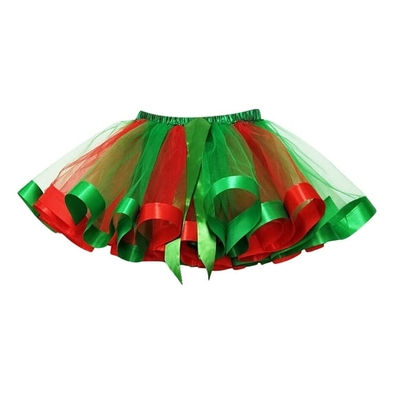 RUTAYY Women 12 Piece Mesh Splicing Colorful Tutu Half Length Bow Rainbow Short Skirt Tutu Skirt Solid Color Casual Travel Skirts