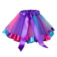 thumbnail image 1 of RUTAYY Women 12 Piece Mesh Splicing Colorful Tutu Half Length Bow Rainbow Short Skirt Tutu Skirt Solid Color Flowy Swing Skirts, 1 of 3