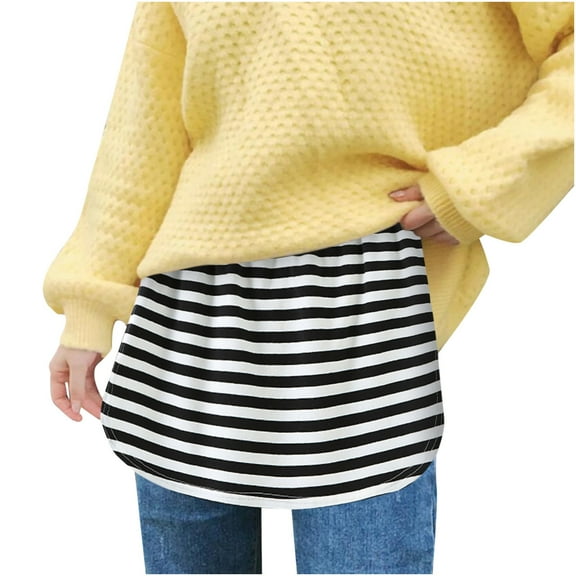 RUTAYY Women 2 Piece Unisex Shirt Loose Layering Tops Lower Sweep Half-length Elastic Waist Band False Hemline Skirt Solid Color Flowy Swing Skirts