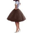 thumbnail image 1 of RUTAYY Women 2025 New Mesh Pleated Puffy Skirt Speed Tulle Skirt Solid Color Smocked Boho Pleated Skirts, 1 of 3