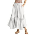 thumbnail image 1 of RUTAYY Women A-Line Flowy Skirt For Party Daily And Date Versatile All Season Wear Solid Color Smocked Boho Pleated Skirts, 1 of 5
