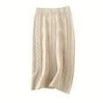thumbnail image 1 of RUTAYY Women Autumn Thick Wool Knitted Skirt Twist Long Straight Skirt Solid Color Smocked Boho Pleated Skirts, 1 of 7