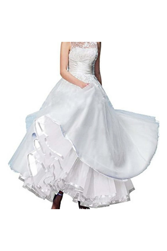 Women Boneless A Hem Wedding Dress Long Petticoat Tutu Skirt Solid Color Casual Travel Skirts