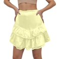 thumbnail image 1 of RUTAYY Women Casual Boho Ruffle Tiered Skorts High Waist Mini Skirts Solid Color Casual Travel Skirts, 1 of 6