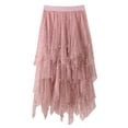 thumbnail image 1 of RUTAYY Women Casual Elastic High Waist Blingbling Mesh Skirt Tutu Skirt Irregular Hem Skirt Solid Color Flowy Swing Pleated Beach Skirts, 1 of 4