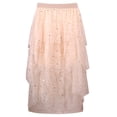 thumbnail image 1 of RUTAYY Women Casual Elastic High Waist Blingbling Mesh Skirt Tutu Skirt Irregular Hem Skirt Solid Color Smocked Boho Pleated Skirts, 1 of 4