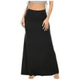thumbnail image 1 of RUTAYY Women Casual Ruched Stretchy High Waist A-Line Skirt Flared Midi Skirt Solid Color Flowy Swing Skirts, 1 of 7