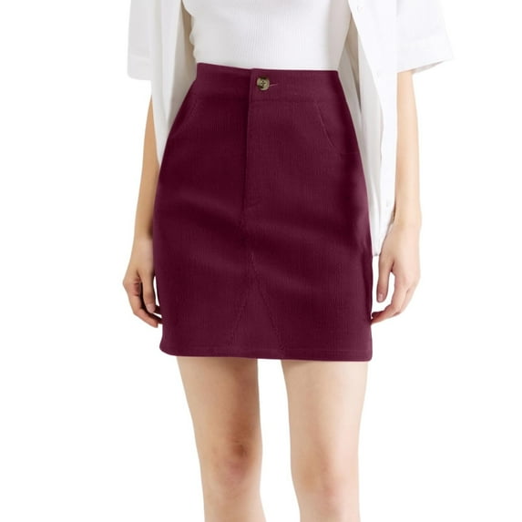 RUTAYY Women Corduroy Mini Skirt High Waist Slim Fit Autumn Winter Short Corduroy Skirt Solid Color Flowy Swing Skirts