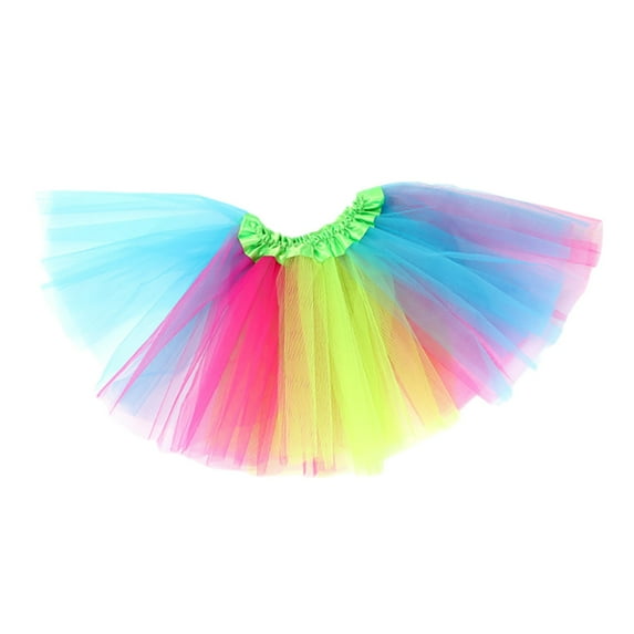 RUTAYY Women Dance Skirt Tutu Skirt Matching Color Rainbow Corner Skirt Solid Color Casual Travel Skirts