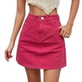 thumbnail image 1 of RUTAYY Women Denim Skirt Casual A-Line Midi Skirt High Waist Stretchy Comfortable Summer Skirt For Daily Wear Solid Color Casual Travel Skirts, 1 of 4
