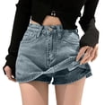 thumbnail image 1 of RUTAYY Women Denim Skirt Short A-Line High Waist Stretch Casual Skirt For Daily Vacation Party Club Solid Color Smocked Boho Pleated Skirts, 1 of 5