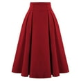 thumbnail image 1 of RUTAYY Women Fashion Casual Skirt With Pockets Vintage High Waist Pleated Skirt Solid Color Flowy Swing Skirts, 1 of 7