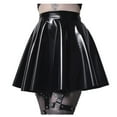thumbnail image 1 of RUTAYY Women Fashion Leather Shiny Pleated Skirt Mini Skirt Solid Color Skirt Solid Color Casual Travel Skirts, 1 of 7