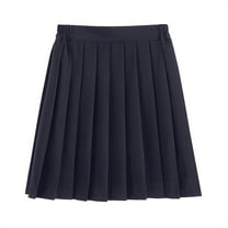 RUTAYY Women Fashion School Uniform Solid Color Pleated Skirt Academic Style Skirt Flowy Swing Skirts