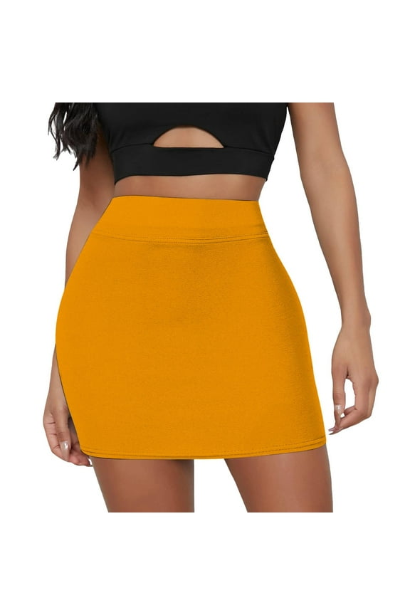 Women Fashion Solid Color SKirt Elastic Waist Slim Short Skirt Flowy Swing Pleated Beach Skirts