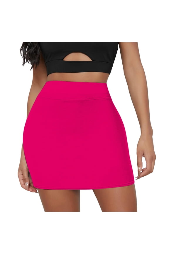 Women Fashion Solid Color SKirt Elastic Waist Slim Short Skirt Flowy Swing Pleated Beach Skirts