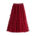 thumbnail image 1 of RUTAYY Women Fashionable And Casual New Mid-Length Long Skirt With Skirt And Half Body Skirt Solid Color Smocked Boho Pleated Skirts, 1 of 2
