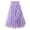 thumbnail image 1 of RUTAYY Women High Waisted Thin And Sweet Mesh Stitching A-Line Cake Skirt Midi Skirt Solid Color Flowy Swing Pleated Beach Skirts, 1 of 6