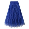 thumbnail image 1 of RUTAYY Women High Waisted Thin And Sweet Mesh Stitching A-Line Cake Skirt Midi Skirt Solid Color Flowy Swing Skirts, 1 of 6