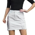 thumbnail image 1 of RUTAYY Women Juniors Casual Distressed A-Line Denim Short Skirt Solid Color Flowy Swing Skirts, 1 of 6