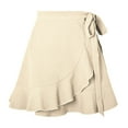 thumbnail image 1 of RUTAYY Women Lace Up Skirt Style High Waisted Solid Color Ruffled Skirt Casual Travel Skirts, 1 of 5
