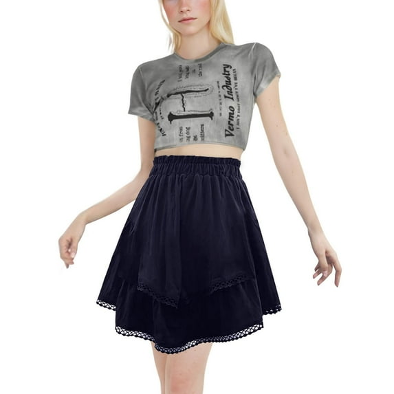 RUTAYY Women Ladies Pleated Layered High Waist Mini Skirt Solid Color Smocked Boho Pleated Skirts