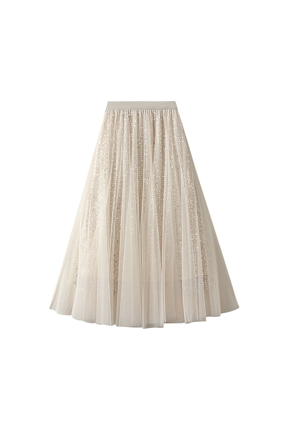 Women Long Rainbow A-Line Tutu Skirts Tiered Skirt Petticoat Solid Color Flowy Swing Pleated Beach Skirts