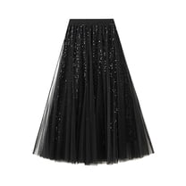 RUTAYY Women Long Rainbow A-Line Tutu Skirts Tiered Skirt Petticoat Solid Color Flowy Swing Skirts