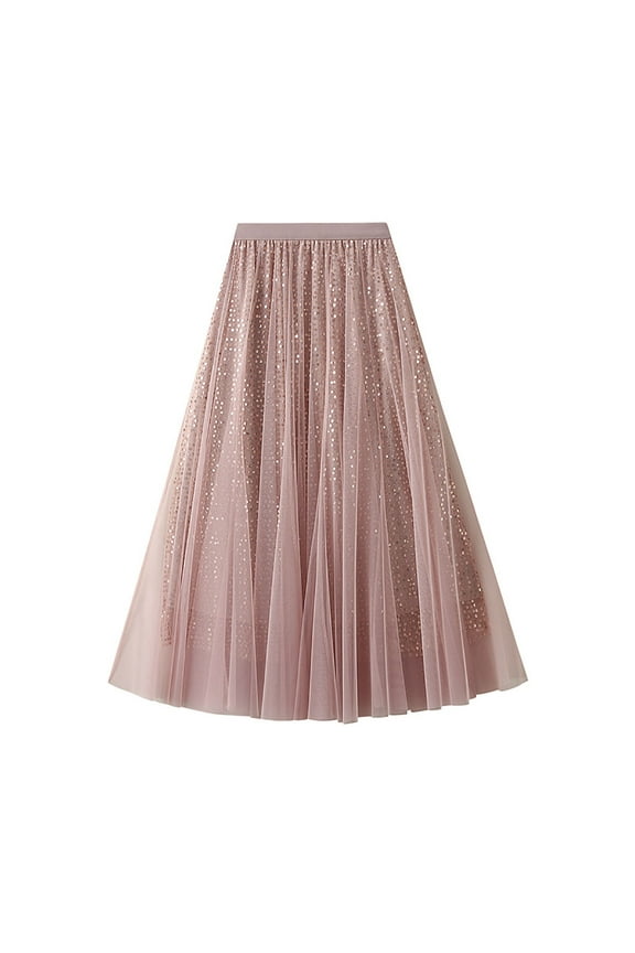 Women Long Rainbow A-Line Tutu Skirts Tiered Skirt Petticoat Solid Color Flowy Swing Skirts