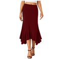 thumbnail image 1 of RUTAYY Women Long Satin Versatile Skirt Elegant High Waist Party Wedding Flared A-Line Midi Skirts Solid Color Flowy Swing Skirts, 1 of 8