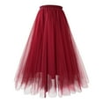 thumbnail image 1 of RUTAYY Women Mesh Skirt Long Pleated Skirt Large Size Oversized Skirt A-Line Skirt High Waist Skirt Solid Color Flowy Swing Skirts, 1 of 2