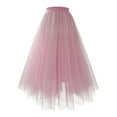 thumbnail image 1 of RUTAYY Women Mesh Skirt Long Pleated Skirt Large Size Oversized Skirt A-Line Skirt High Waist Skirt Solid Color Flowy Swing Skirts, 1 of 2