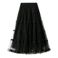 thumbnail image 1 of RUTAYY Women Mid-Length Skirt Dance Party A-Line High Waisted Lace Tulle Skirt Holiday Party Half Skirts Solid Color Smocked Boho Pleated Skirts, 1 of 6