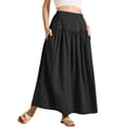 thumbnail image 1 of RUTAYY Women Pleated Flowy Long Skirts High Waist Maxi Skirt With Pocket Solid Color Flowy Swing Pleated Beach Skirts, 1 of 8
