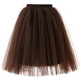 thumbnail image 1 of RUTAYY Women Pleated Gauze Knee Length Skirt Adult Tutu Dancing Skirt Solid Color Flowy Swing Pleated Beach Skirts, 1 of 2