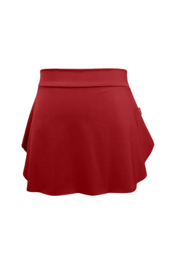 Women Pull On Ballet Skirt Elastic Dance Skirt Mini Skirt For Skating Gymnastis Solid Color Flowy Swing Skirts